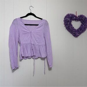Lavender V-Neck Peplum Top Easter